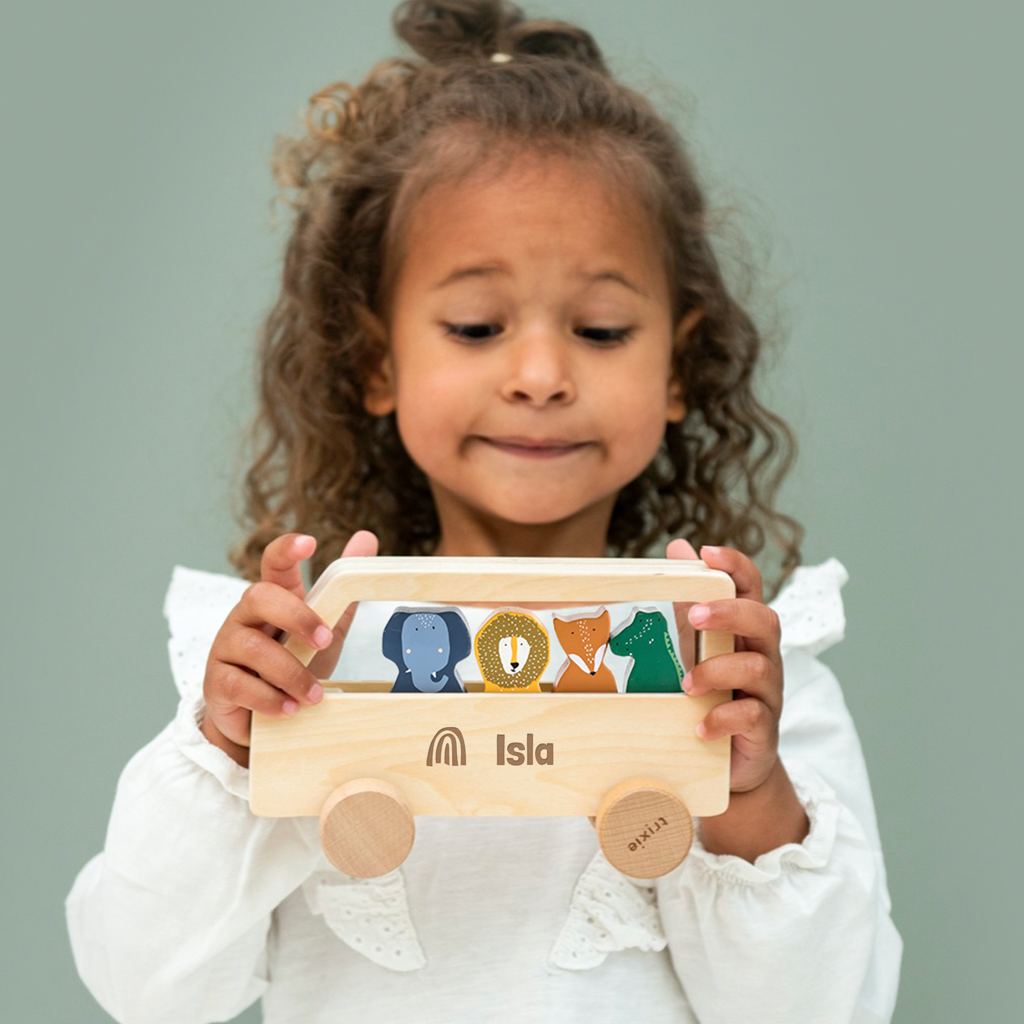 Personalised wooden animal bus - Trixie