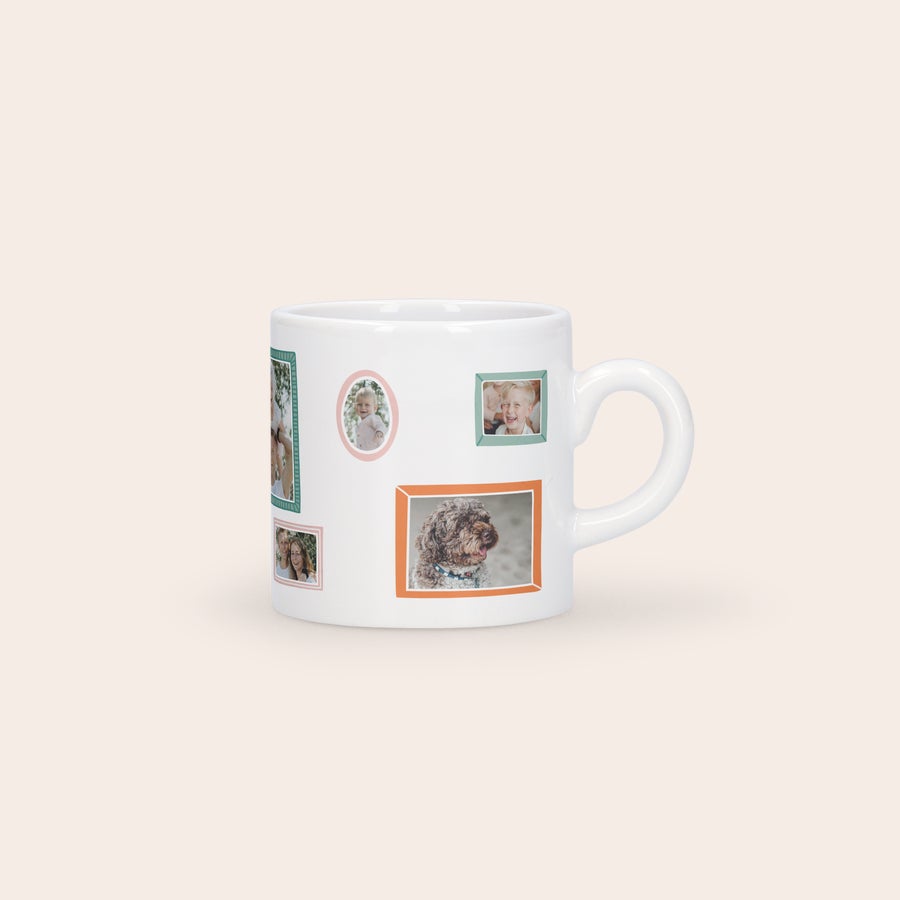 Chávena Expresso Chávena personalizada com fotos impressas de família e animais. O seu expresso saberá ainda melhor.