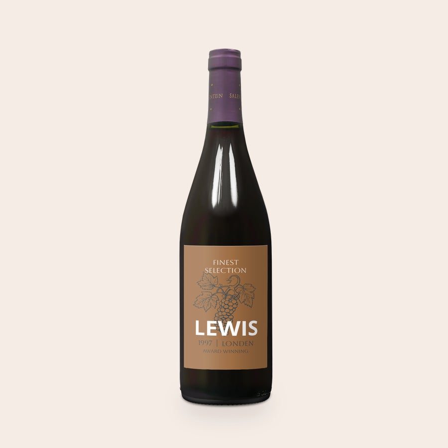 Salentein Pinot Noir Garrafa de vinho tinto Salentein Pinot Noir com rótulo personalizado "Lewis" e data 1997
