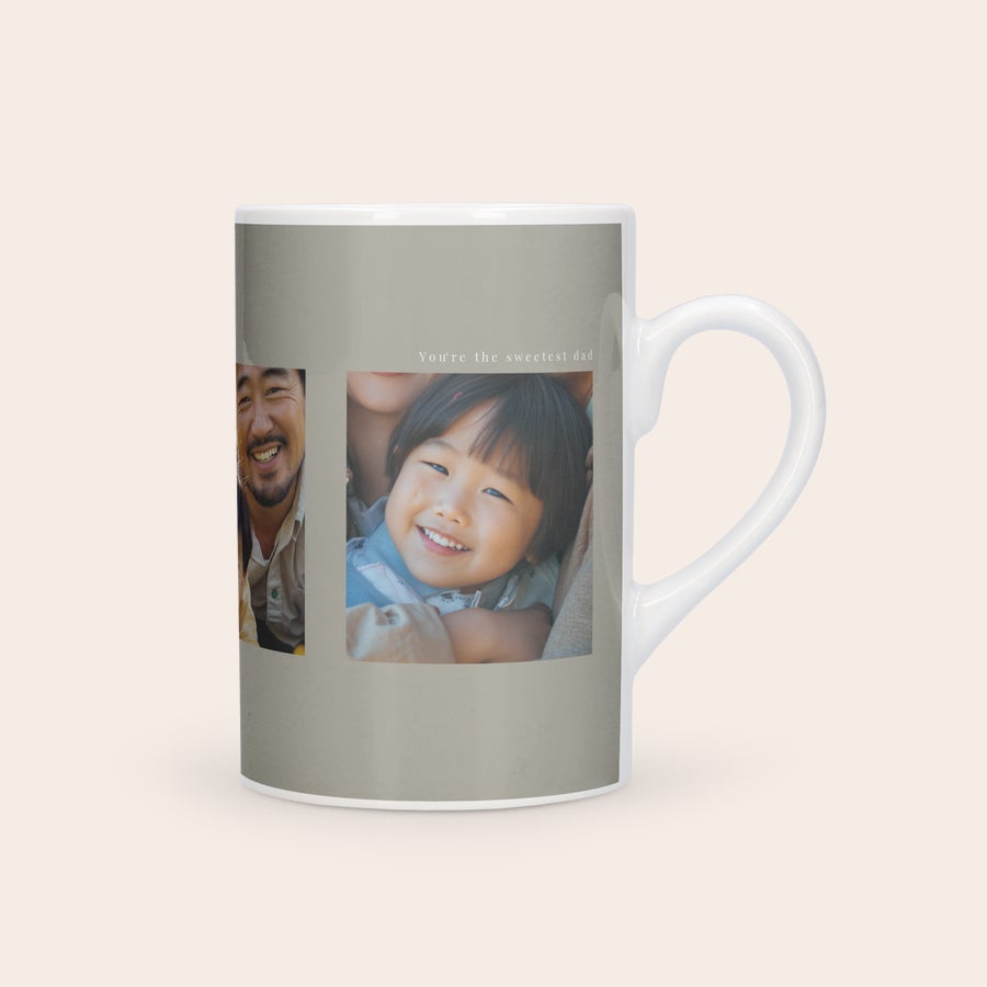 Čajna skodelica Personaliziran keramični vrček z natisnjeno fotografijo očeta in hčerke ter besedilom You're the sweetest dad.