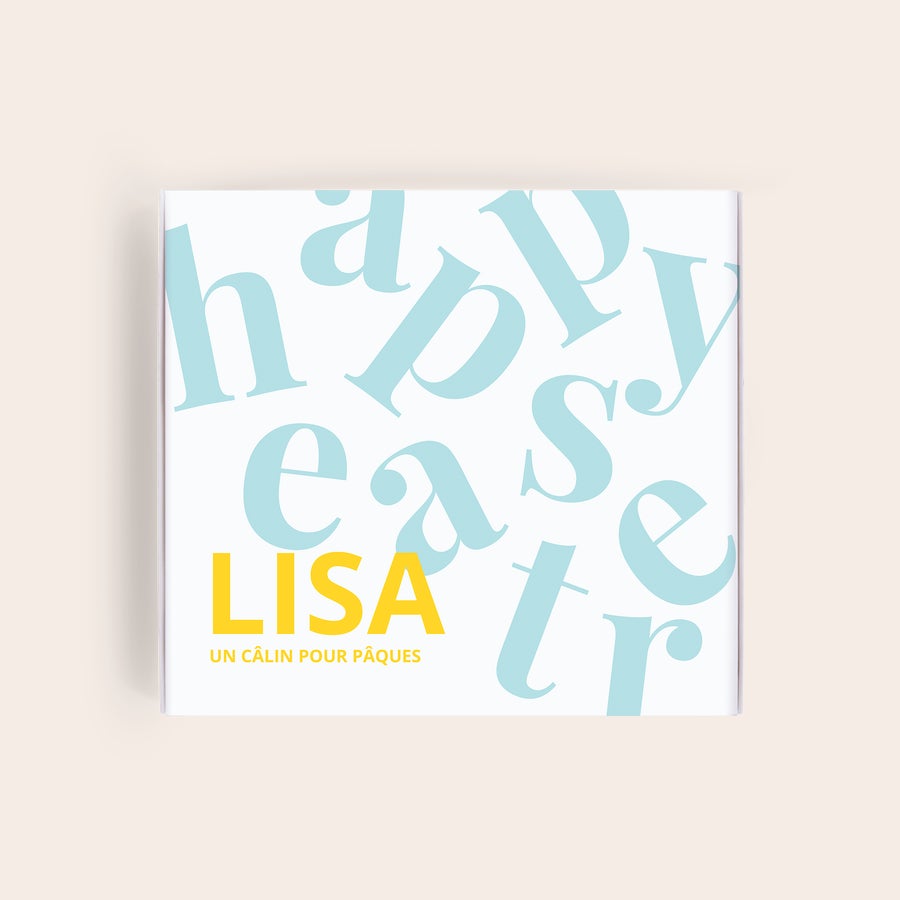Milka personnalisé - Pâques Coffret cadeau Milka personnalisé pour Pâques, avec le texte Lisa et Un câlin pour Pâques