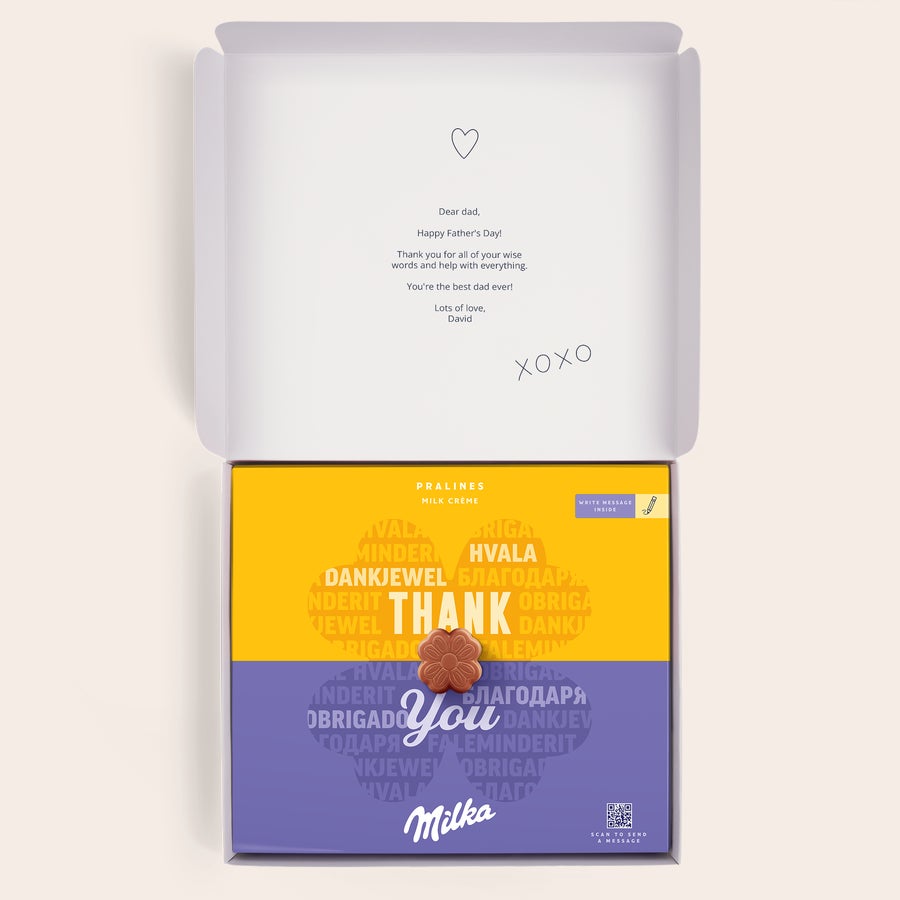 Czekoladki Milka - Dla Taty Spersonalizowane pudełko upominkowe Milka z pralinami i wiadomością na Dzień Ojca