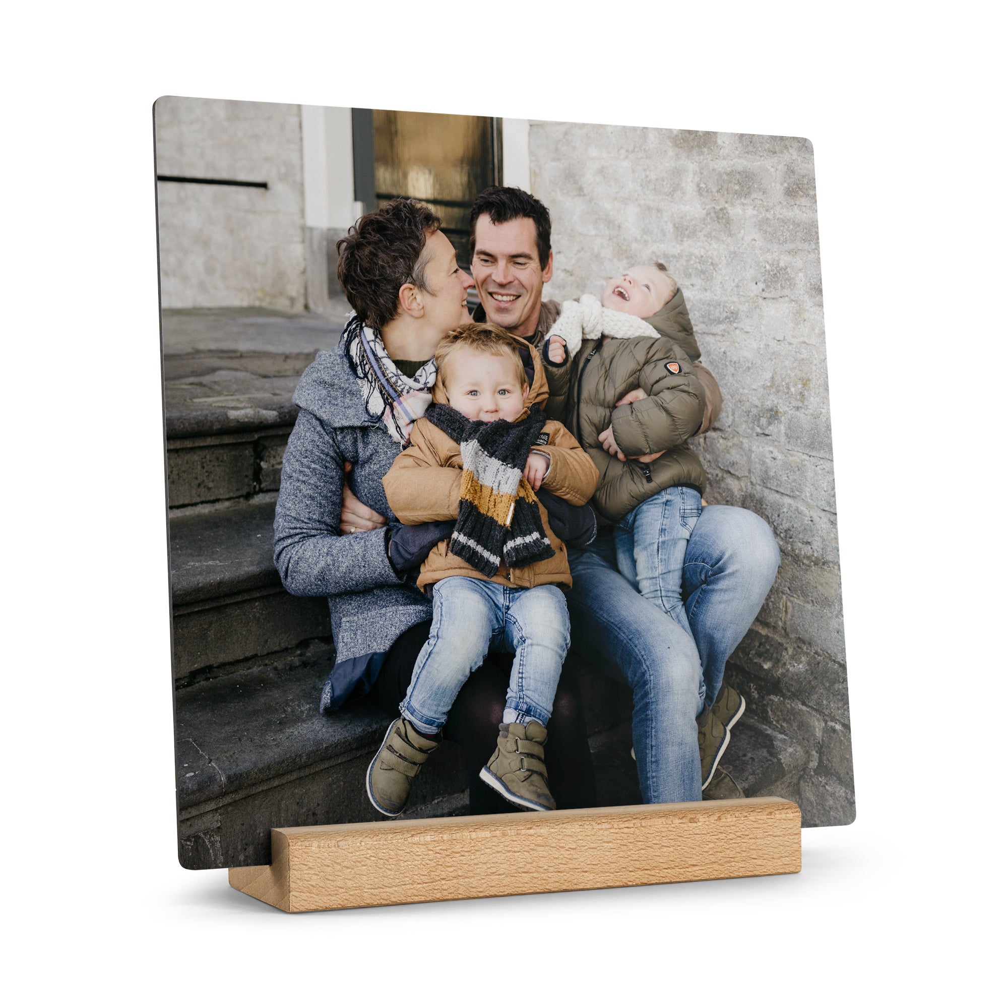 Houten fototegel met houder bedrukken - Vierkant Houten fototegel met houder bedrukken - Vierkant