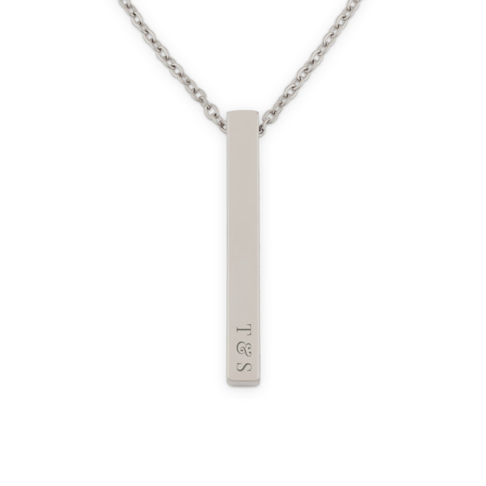 Bar ketting met naam zilver