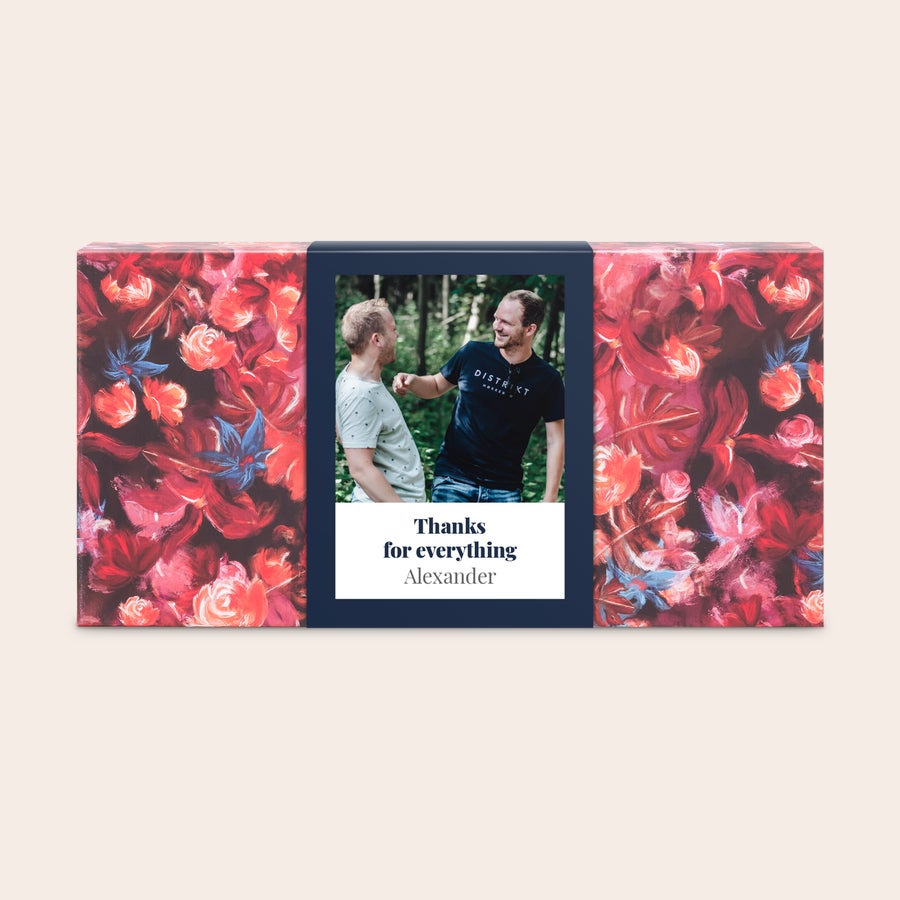 Kovček za osebno nego - The Gift Label Personaliziran set za nego s potiskano brisačo in fotografijo, napisom Thanks for everything ter imenom Alexander, za presenetite z darilom za osebno nego