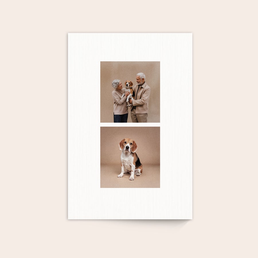 Photo sur bois Tableau en bois personnalisé avec deux photos imprimées un couple et leur chien