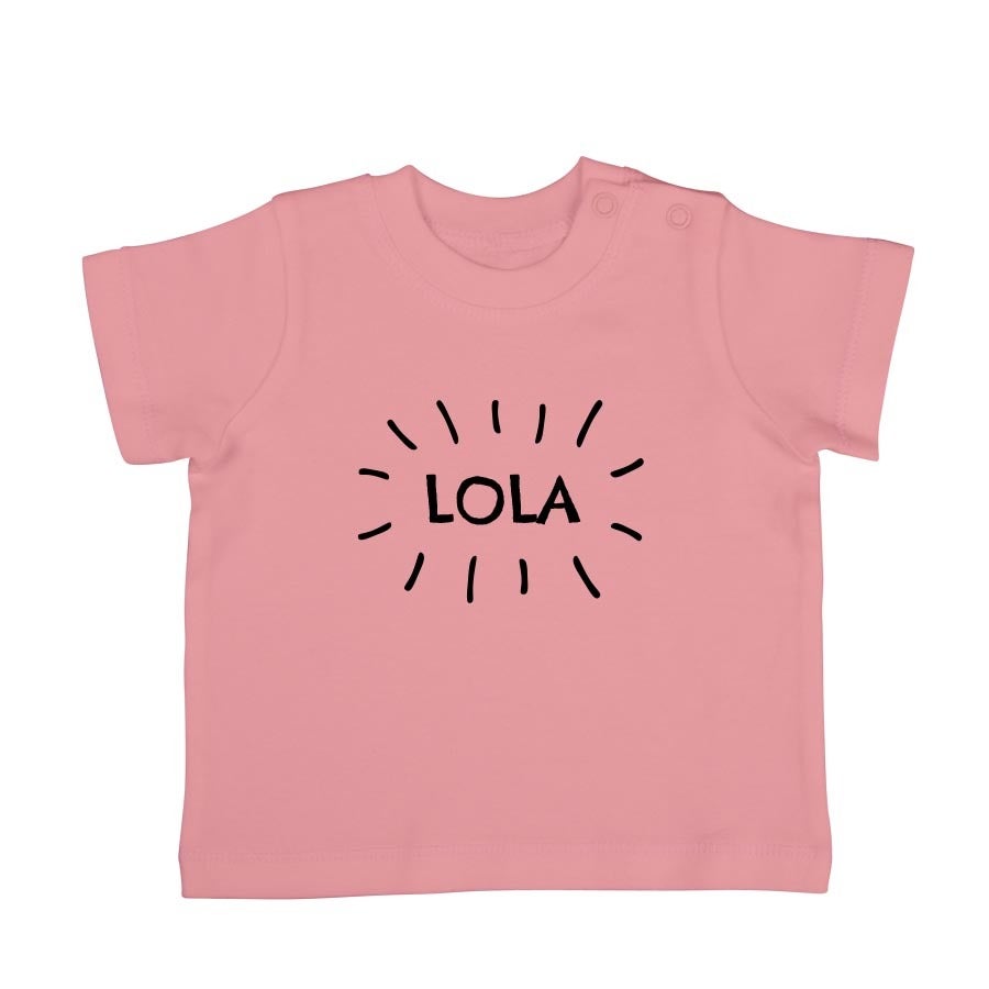 T-shirt bébé personnalisé - Manches courtes - Rose pâle - 62/68