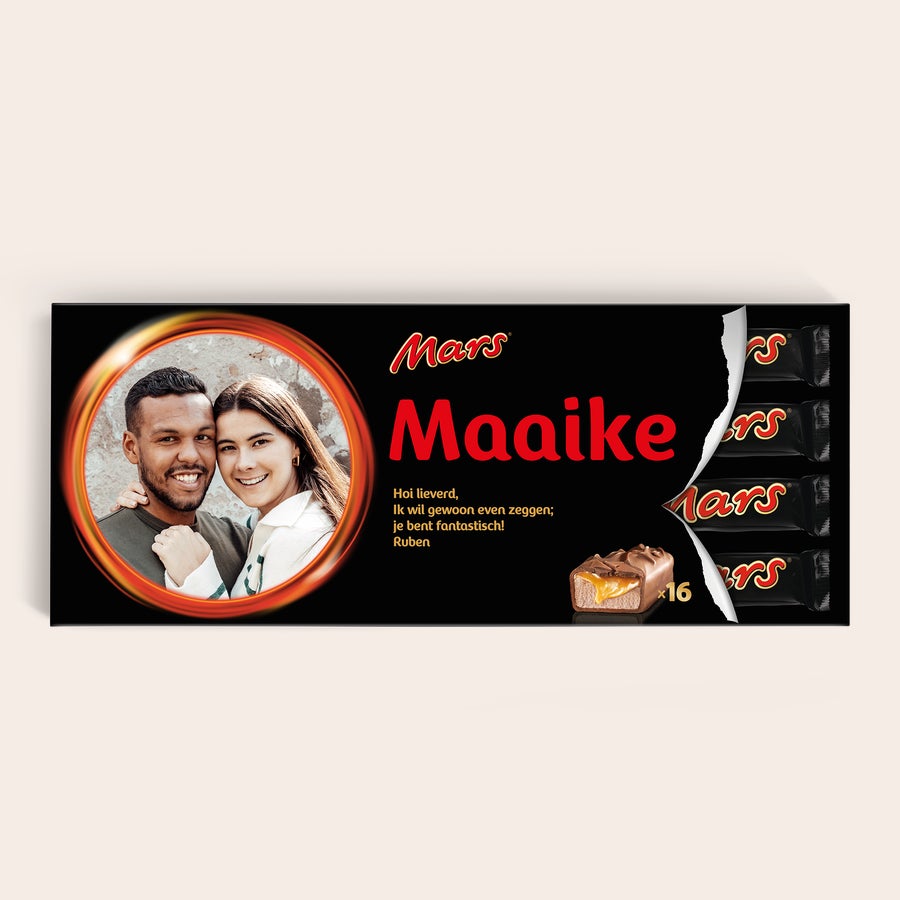 Mega Mars reep met naam en foto bedrukken Mega Mars reep met naam en foto bedrukken