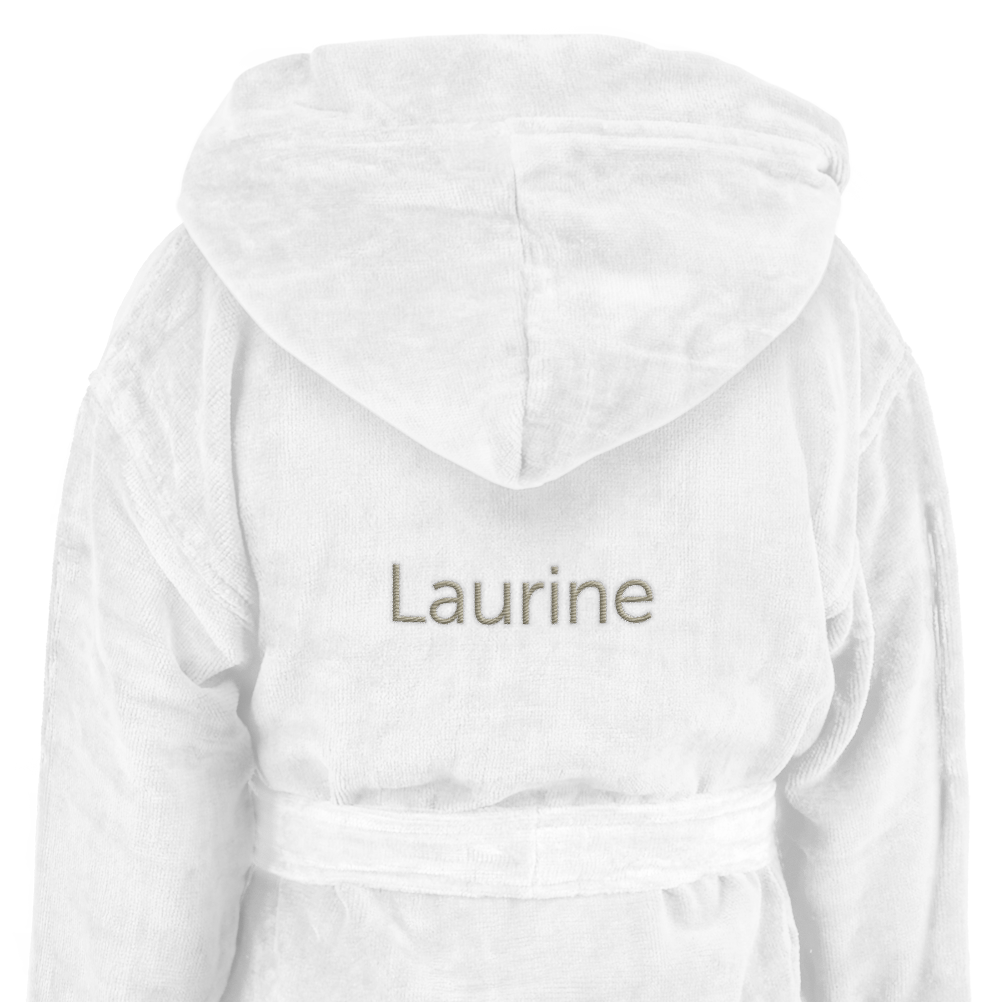 Peignoir super doux blanc pour enfant brodé du prénom Laurine