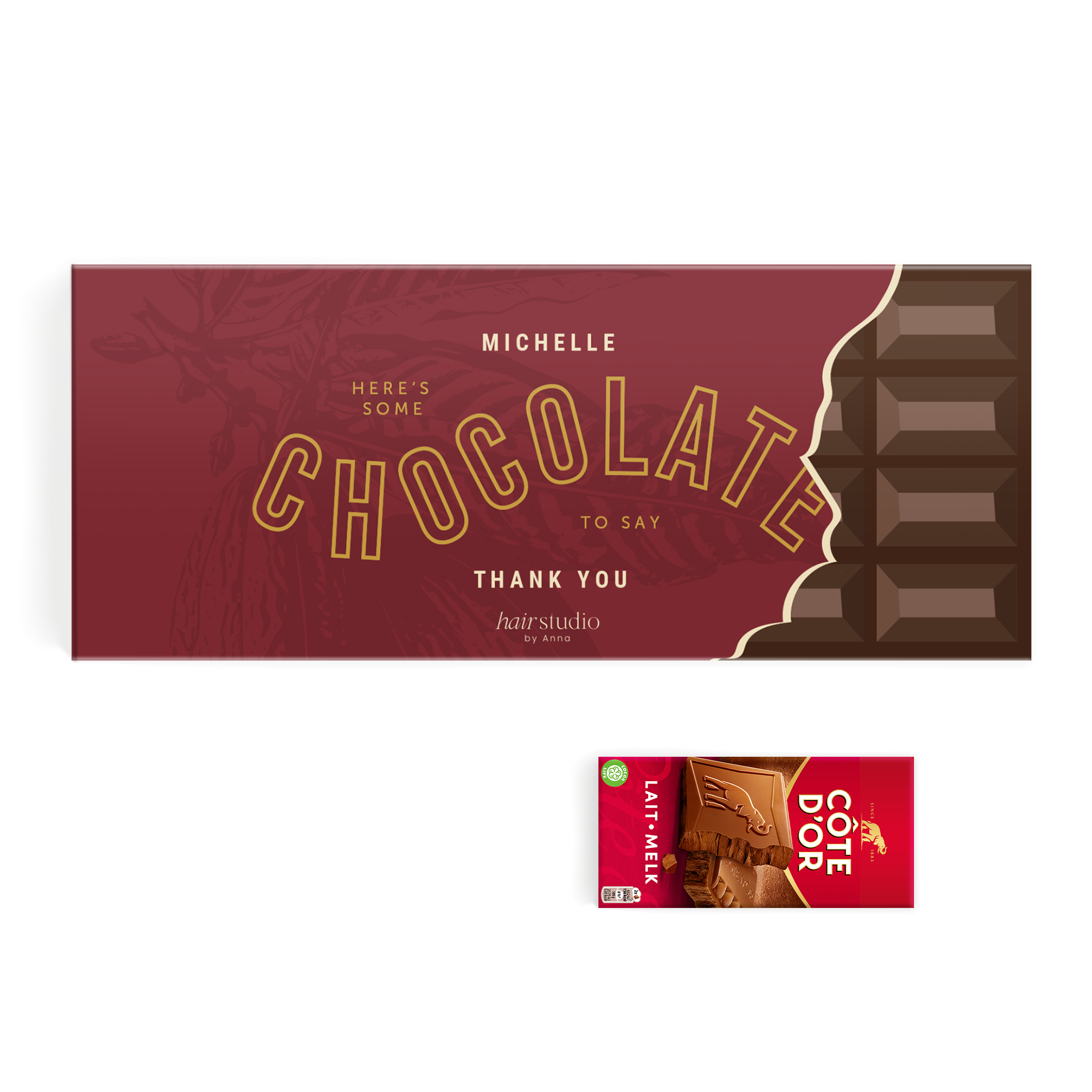 Tavoletta di Cioccolato Côte d'Or XL Personalizzata