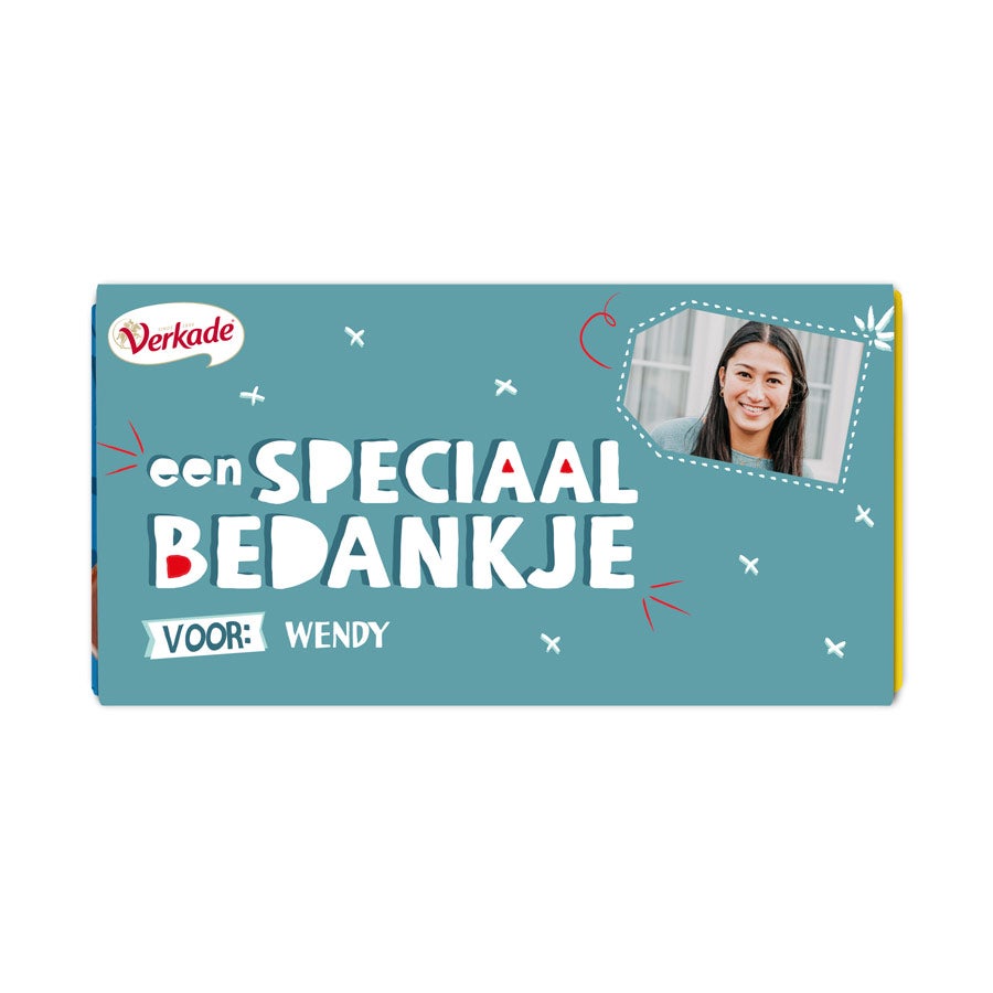 Verkade chocoladereep bedrukken - Bedankje (Puur) Verkade chocoladereep bedrukken - Bedankje (Puur)
