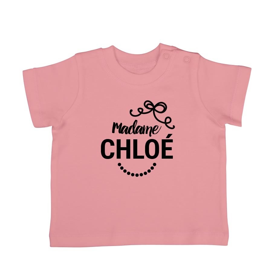 T-shirt bébé personnalisé - Manches courtes - Rose pâle - 62/68