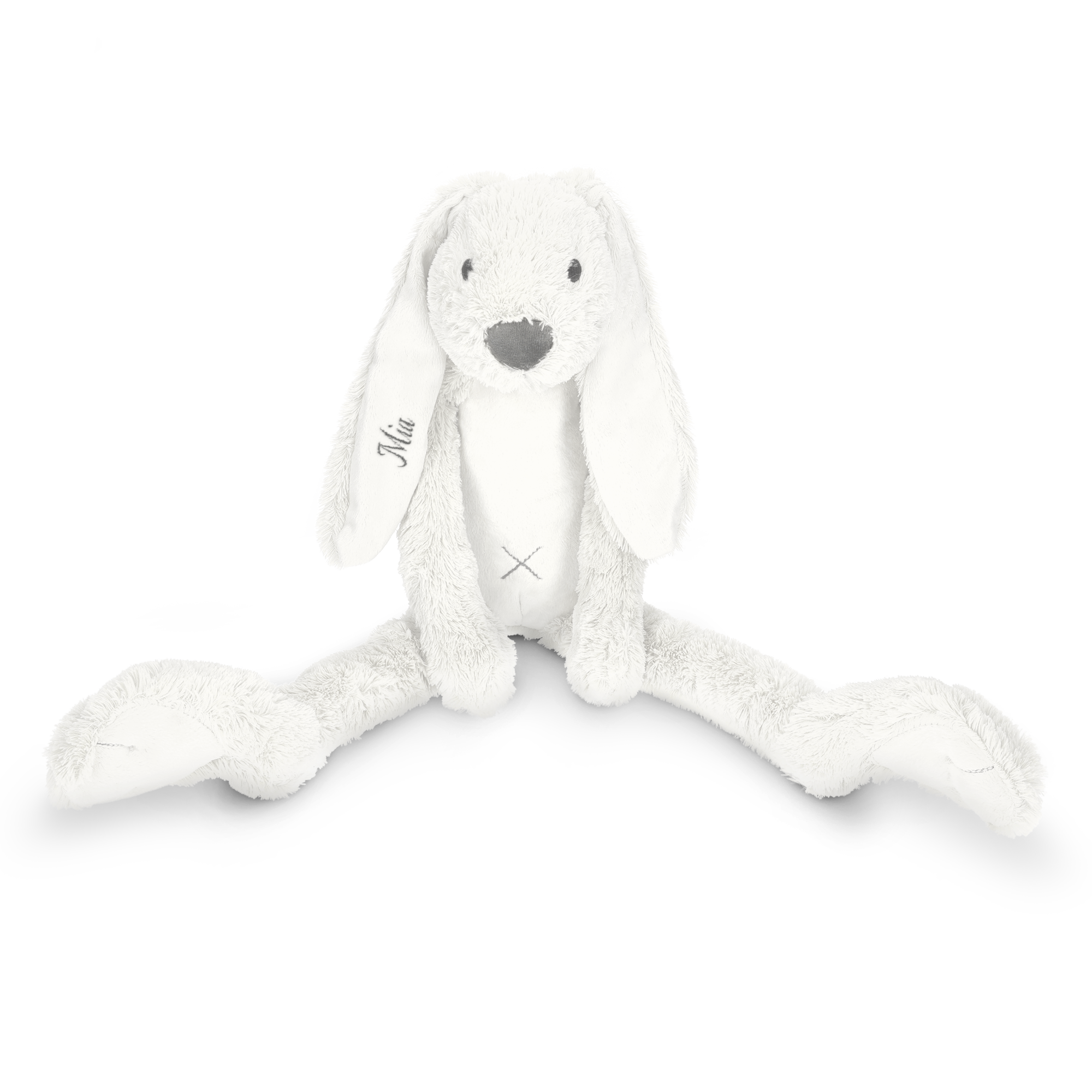 Happy Horse konijn Richie, grijs, geborduurd met de naam 'Mia' in het linkeroor. Heerlijk zacht om te knuffelen.