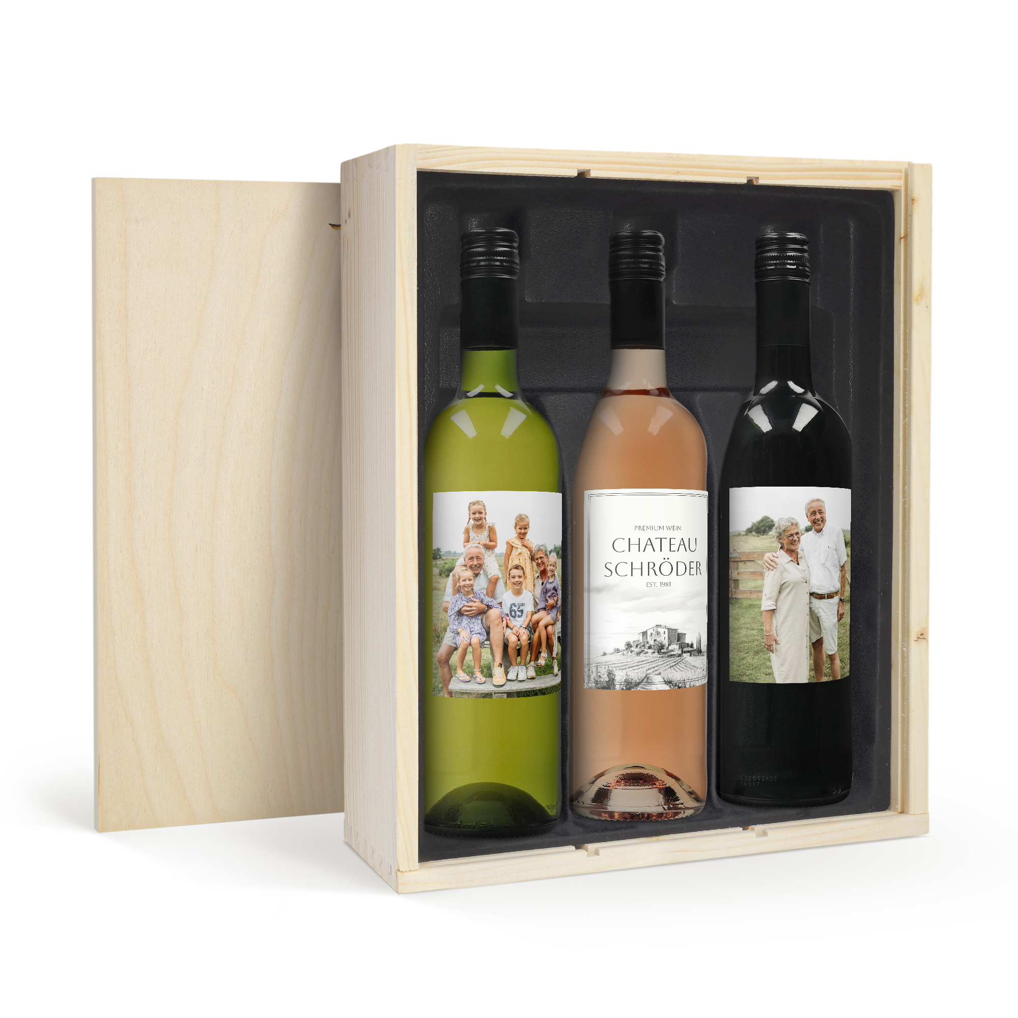 Belvy Rot & Weiß & Rosé - Wein Geschenkset Holzkiste