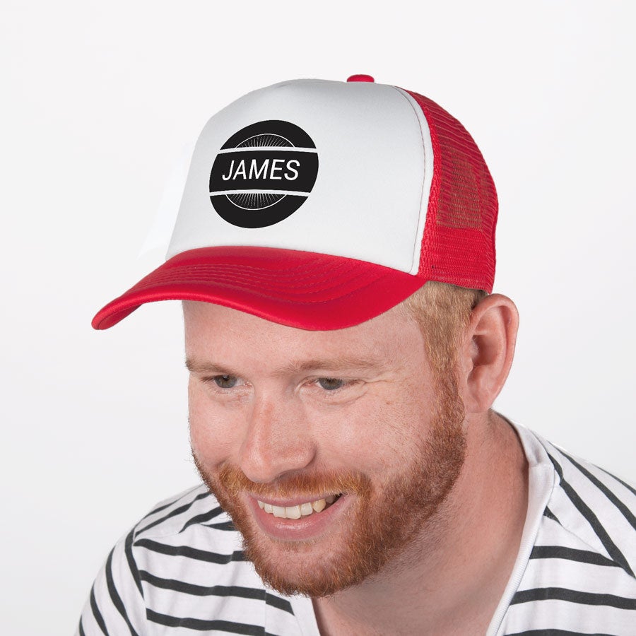 Personalised trucker cap - Red/white