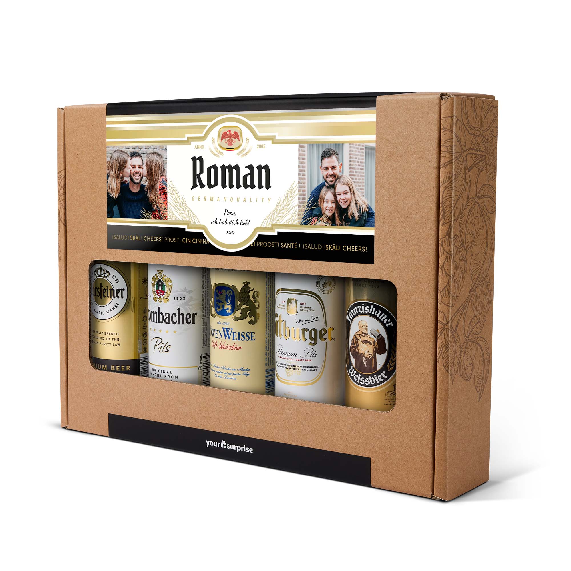 Individuellleckereien - Personalisiertes Bier Geschenkset Deutsches Bier Vatertag - Onlineshop YourSurprise