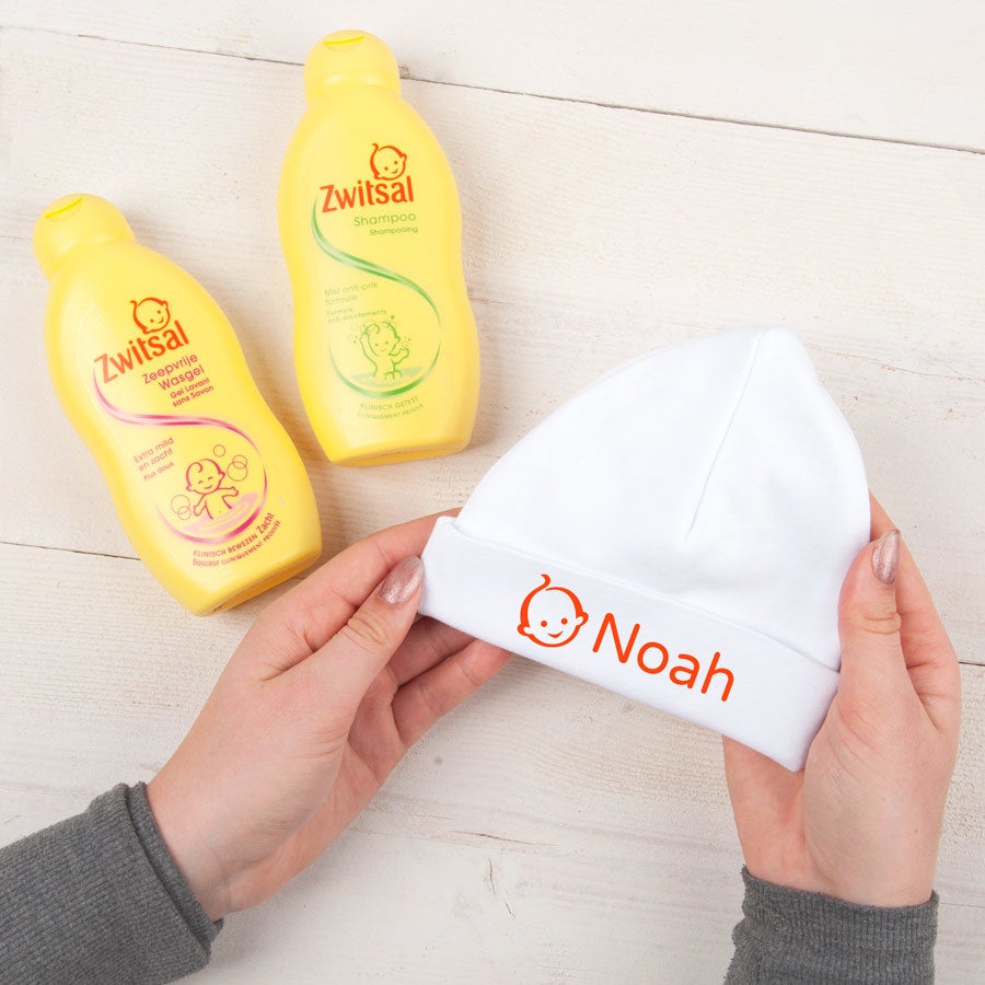Personalised Zwitsal baby gift set - Hat with name Personalised Zwitsal baby gift set - Hat with name