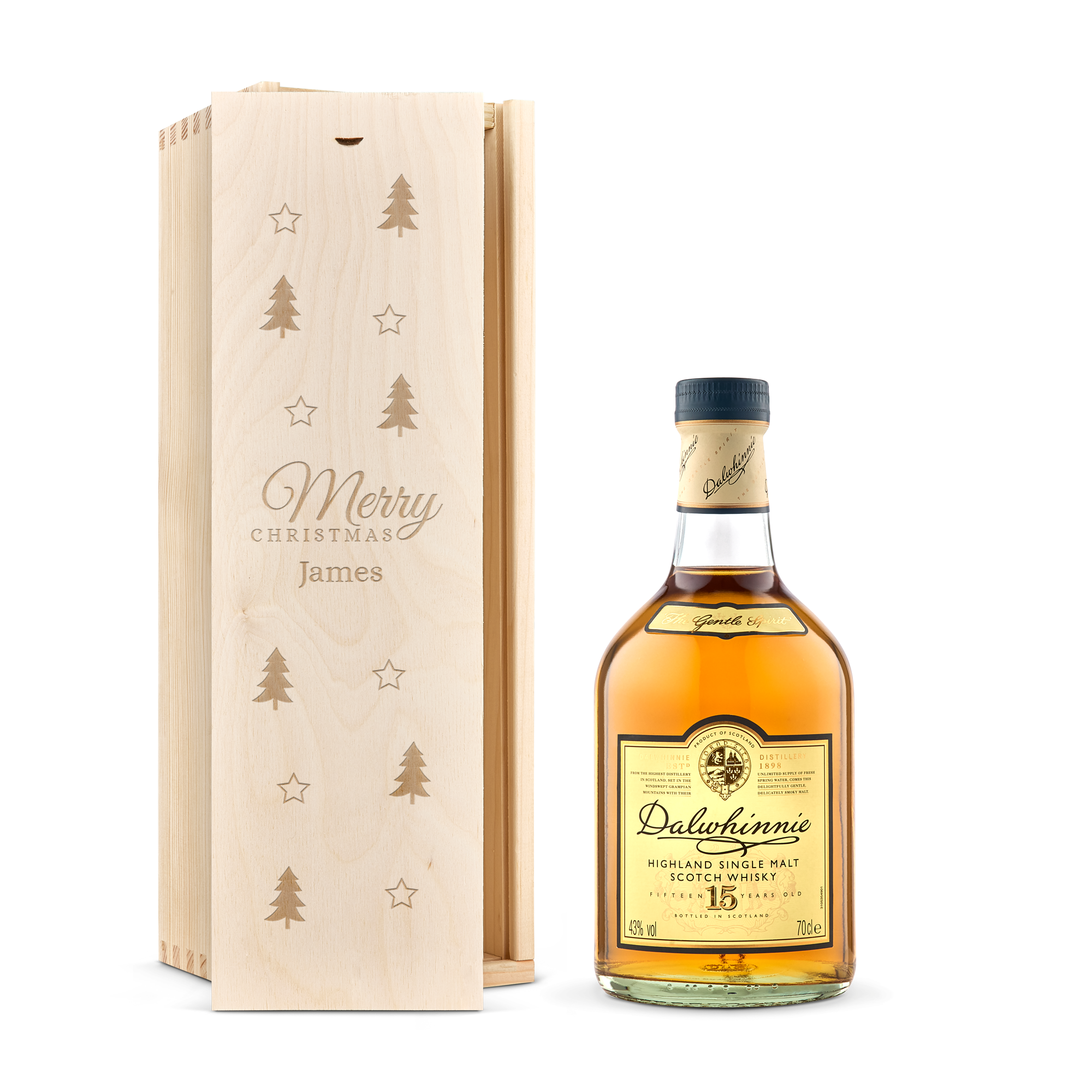 Personalised whiskey gift - Dalwhinnie - 15 years - Engraved wooden case