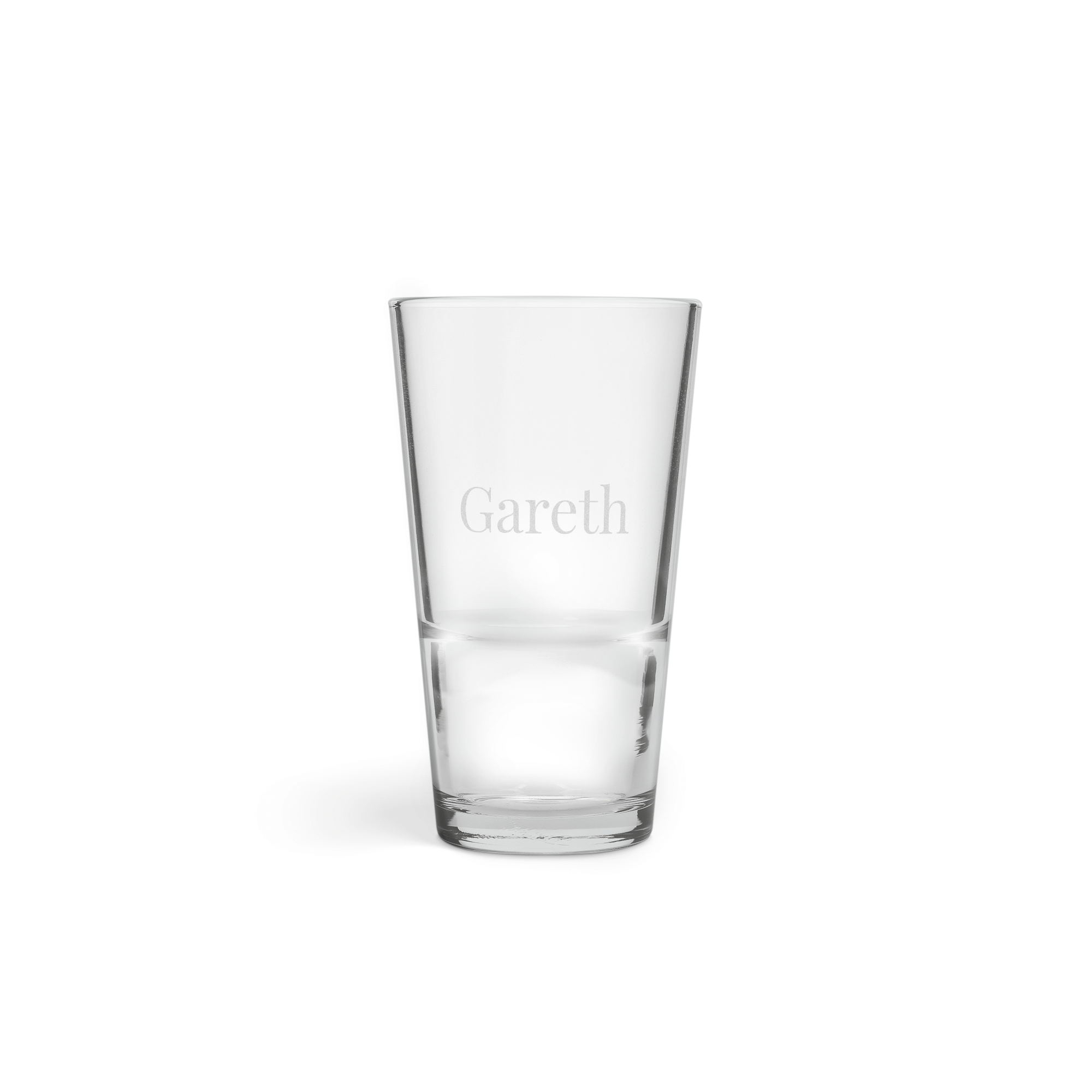 Pahar de halbă din sticlă personalizată, gravat cu numele Gareth, ideal pentru a spune urale.