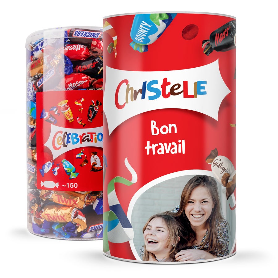 Assortiment de chocolats Celebrations tube personnalisé Assortiment de chocolats Celebrations tube personnalisé