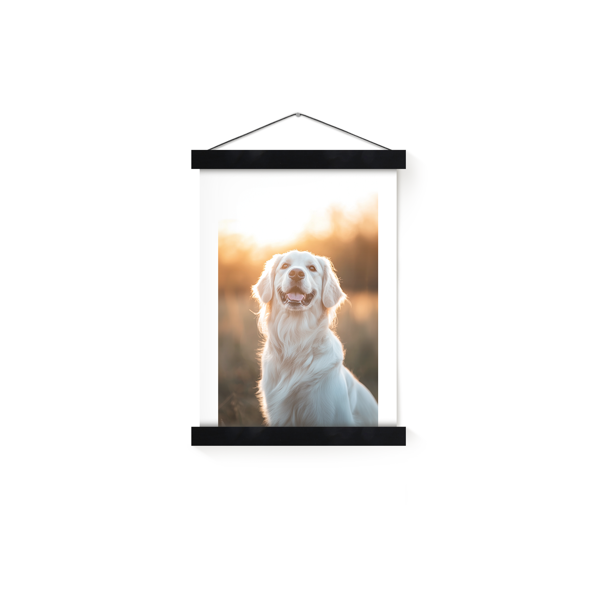 Póster personalizado impreso con foto de perro y colgador magnético para colgar tu foto favorita