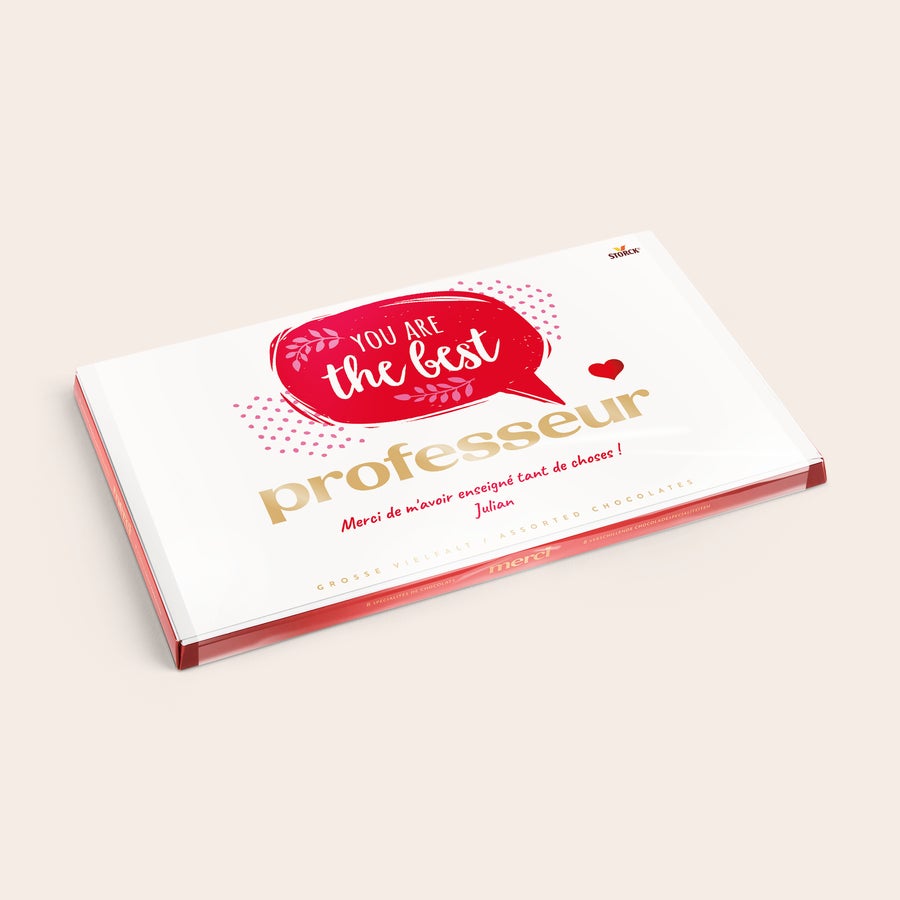 Chocolat Merci Finest Selection avec carte de vœux Mélange de chocolats Merci Finest Selection avec carte personnalisée 400 grammes avec le texte