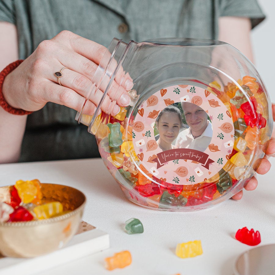 Süßigkeitenglas personalisieren mit Foto Süßigkeitenglas personalisieren mit Foto
