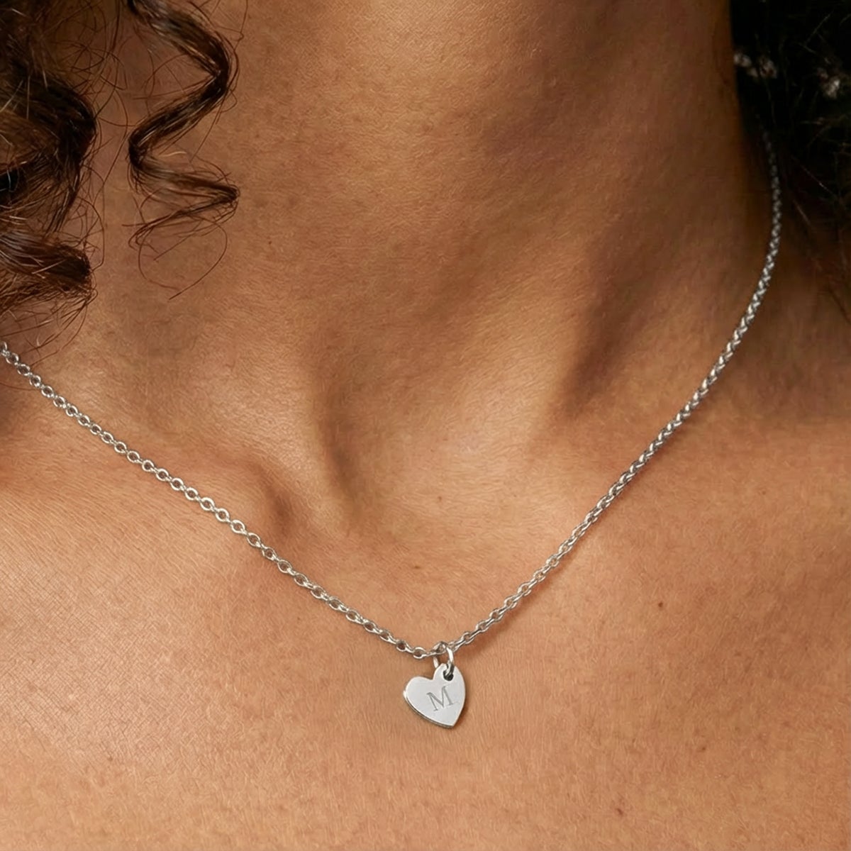 Naszyjnik z inicja�em - Serce - Srebrny - 1 szt.
