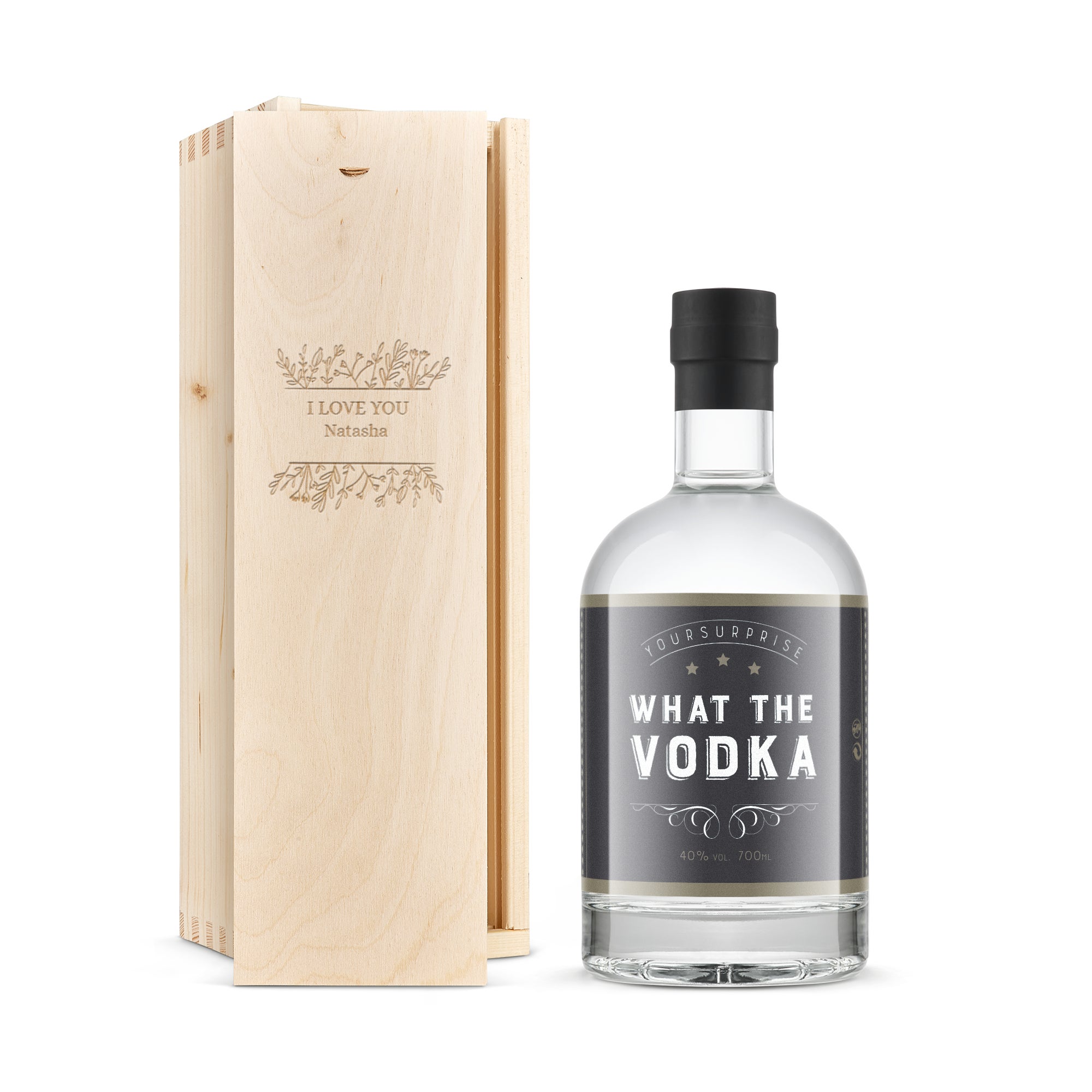 Personalised vodka gift - YourSurprise - Engraved wooden case