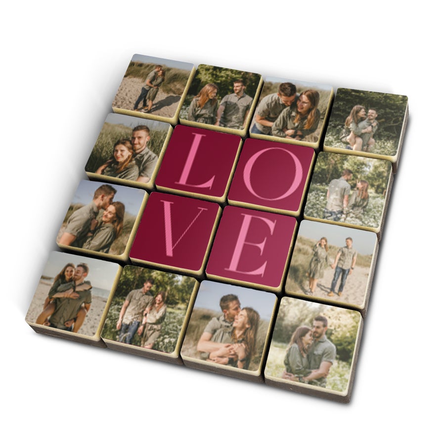 Suklaakortti konvehdeista omalla kuvalla