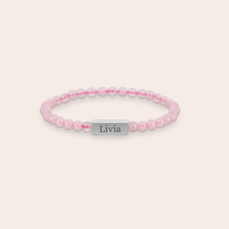 Pulsera de cuarzo rosa - grabada Pulsera de cuarzo rosa - grabada