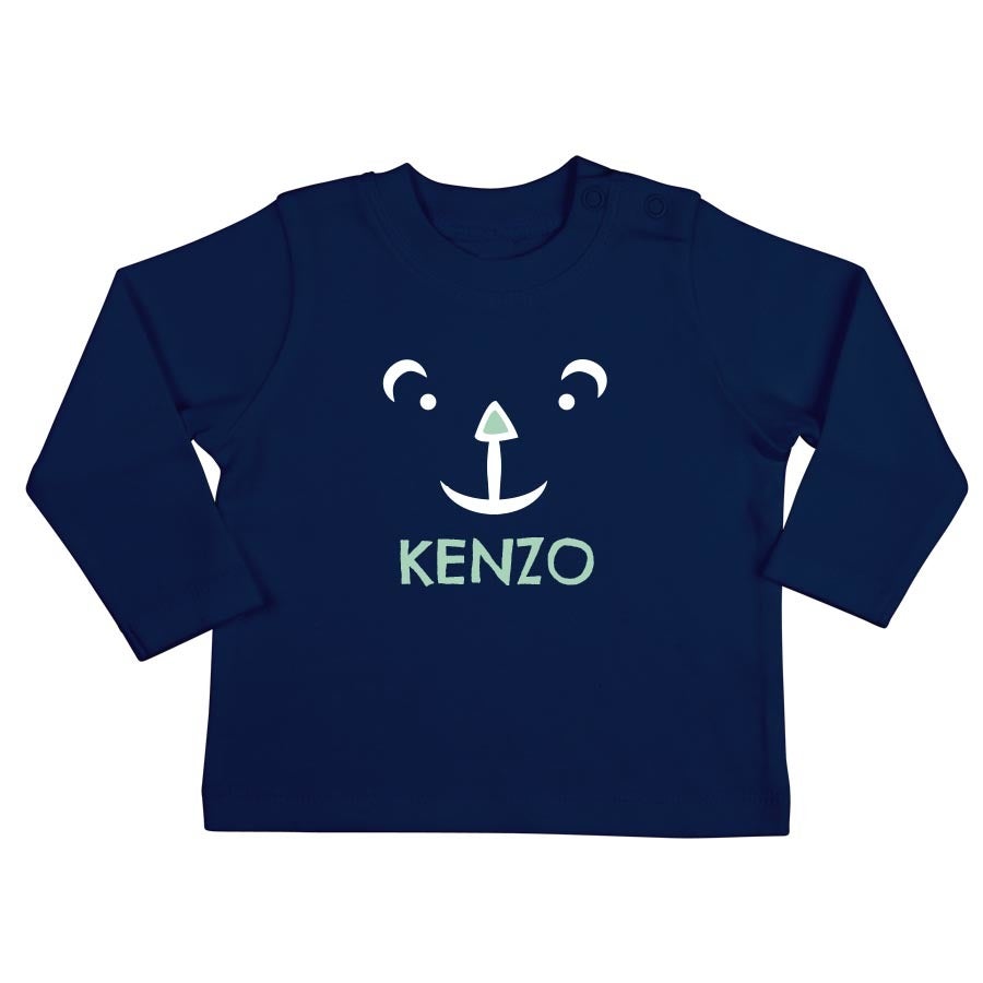 Baby shirt bedrukken - Lange mouw - Navy - 62/68