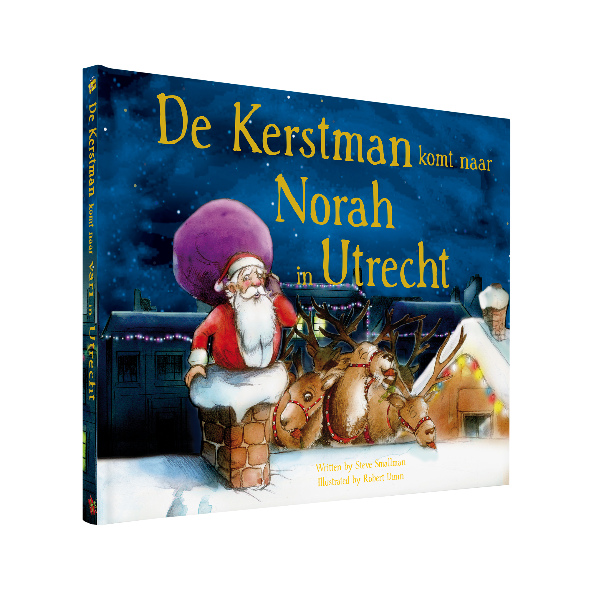 Boek met naam en foto - De kerstman komt - Hardcover gepersonaliseerd met naam Norah en plaats Utrecht op de kaft