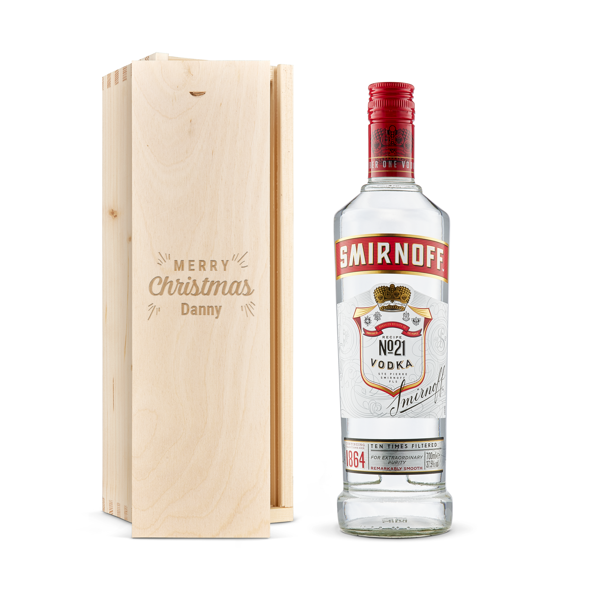 Vodka in gegraveerde kist - Smirnoff