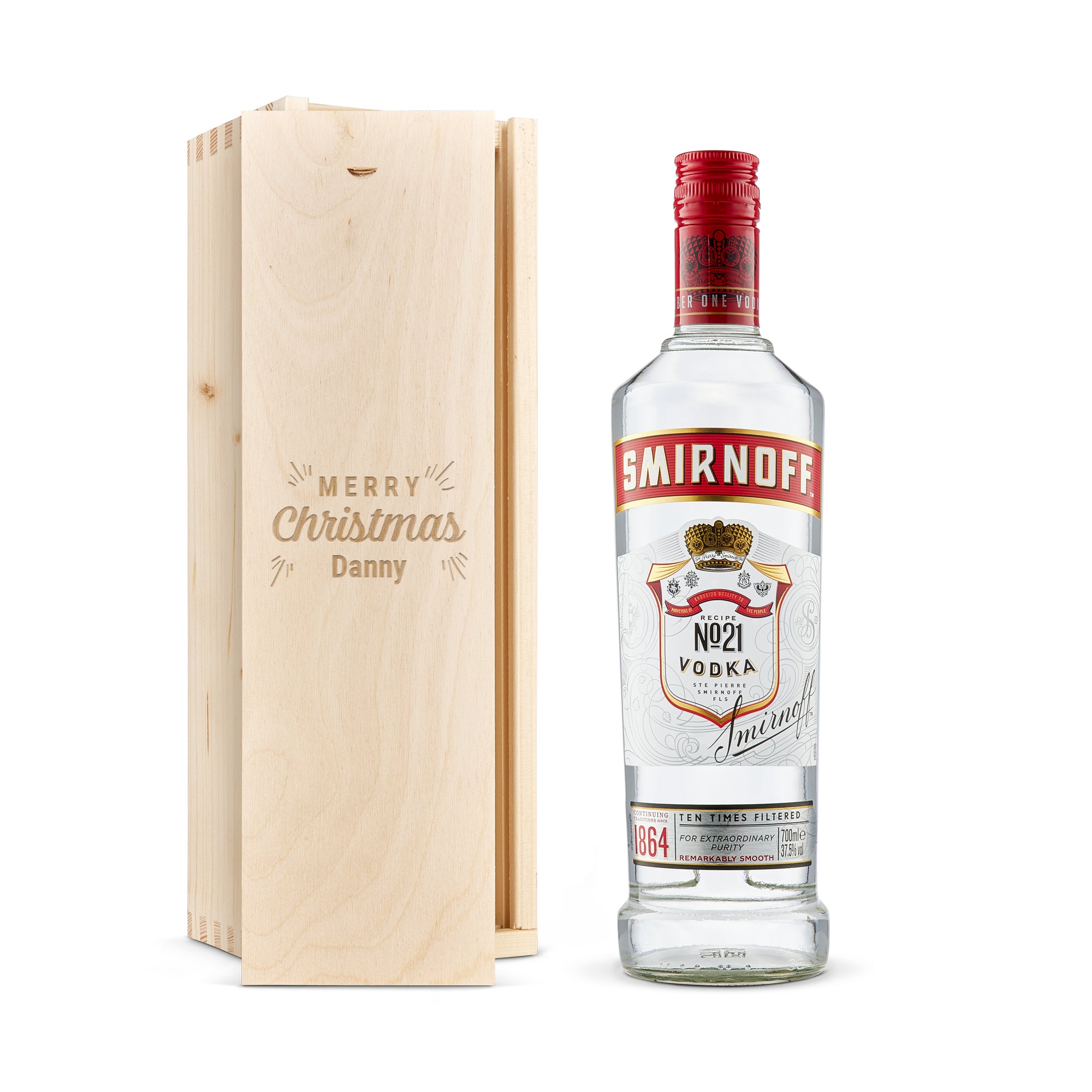 Vodka in gegraveerde kist - Smirnoff