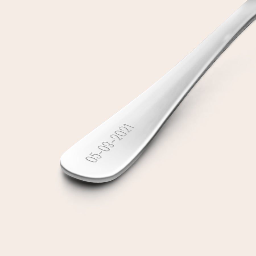 Talheres para crianças gravados com nome Ótimos talheres personalizados de aço inoxidável com data 05-03-2021 gravada na parte inferior