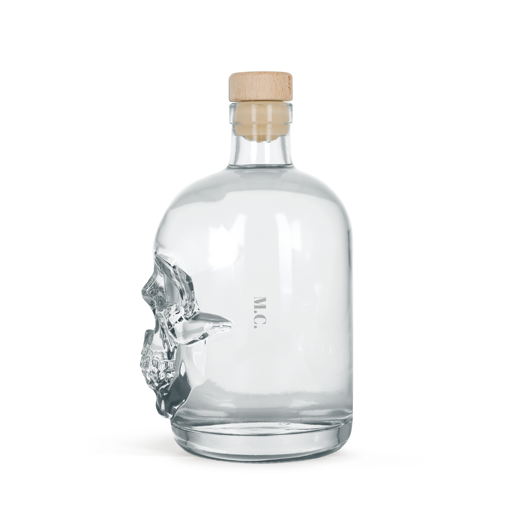 Personalisierter Totenkopf Wodka mit gravierter Botschaft M.C. ist ein außergewöhnliches Geschenk
