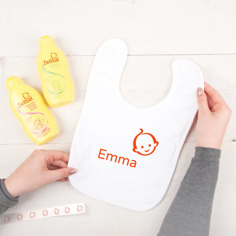 Set cadou pentru bebeluși personalizat Zwitsal - Bib cu nume