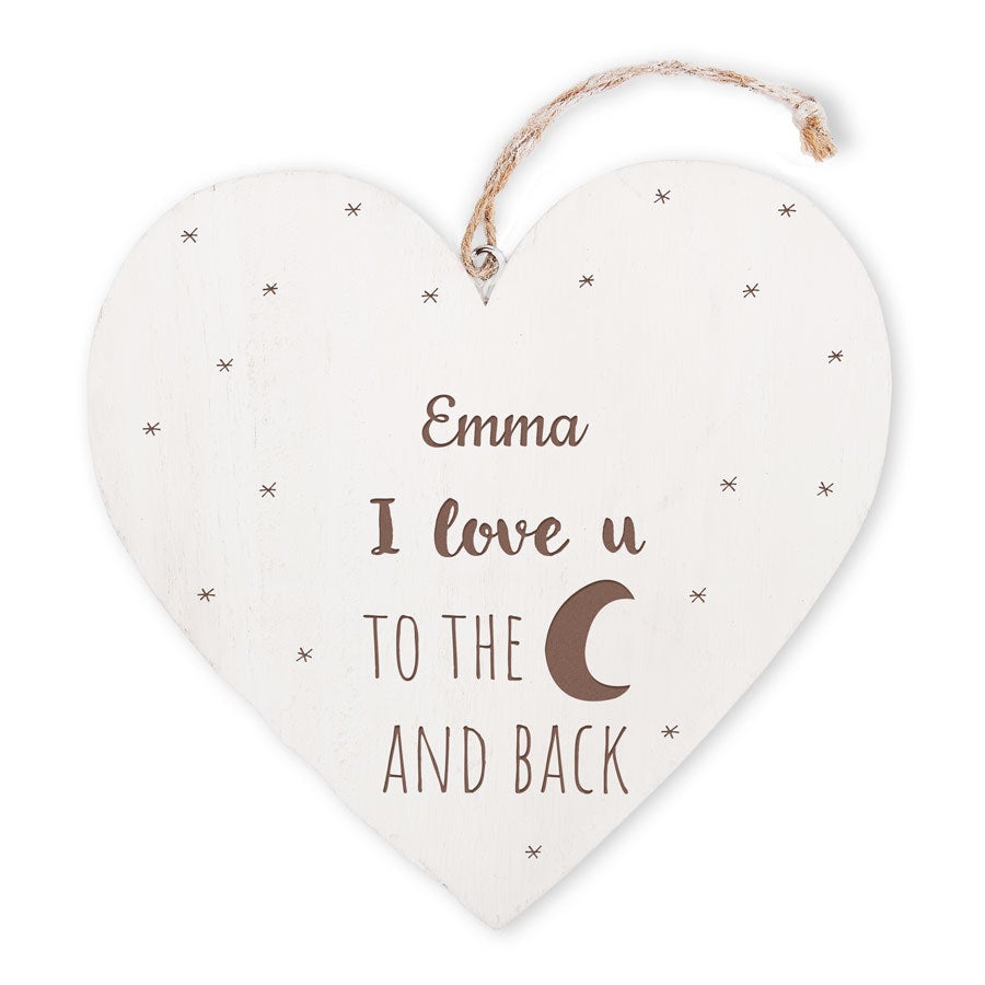 Personalised wooden heart decoration - Valentine's Day - Engraved Personalised wooden heart decoration - Valentine's Day - Engraved