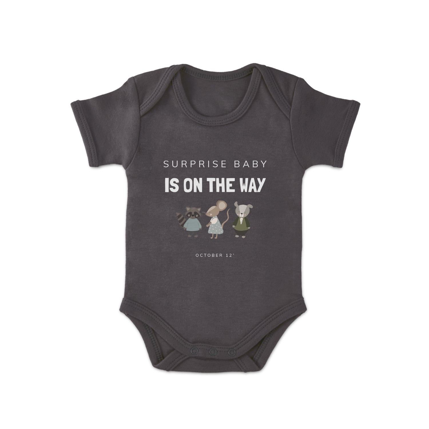 Personalizowane �pioszki - kr�tki r�kaw - szare - 62/68