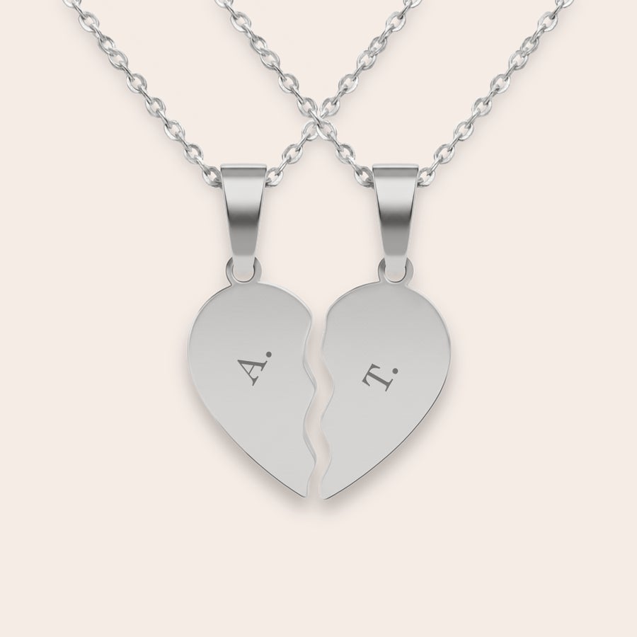 Engraved Broken Heart Necklace Engraved Broken Heart Necklace