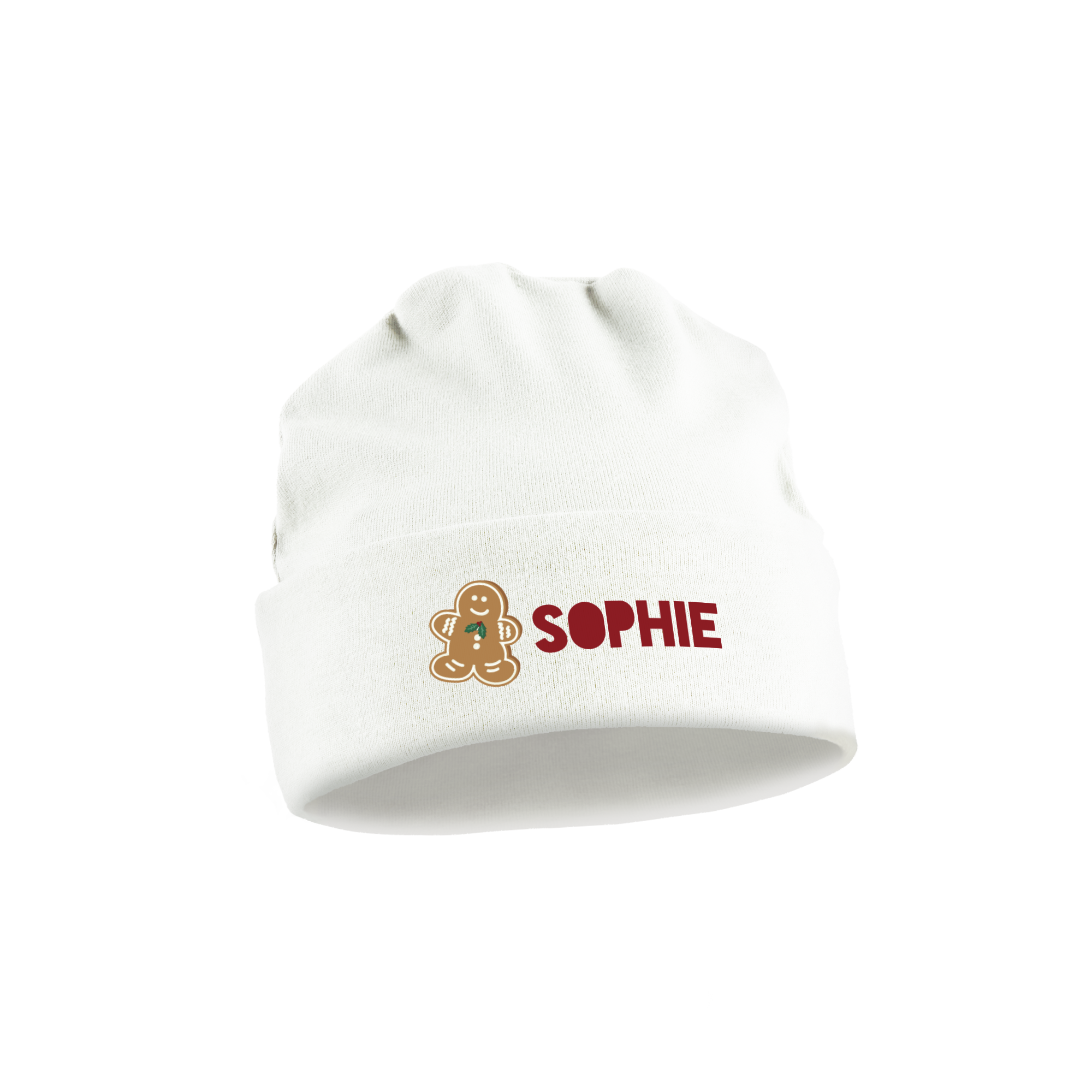 Personalised Baby Beanie - First Christmas - White
