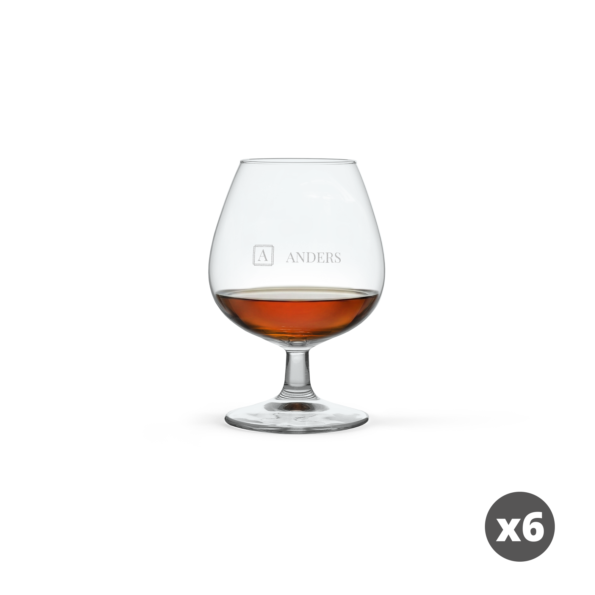 Cognacglas med gravyr - 6 stycken med personligt namn och initialer för en unik gåva.