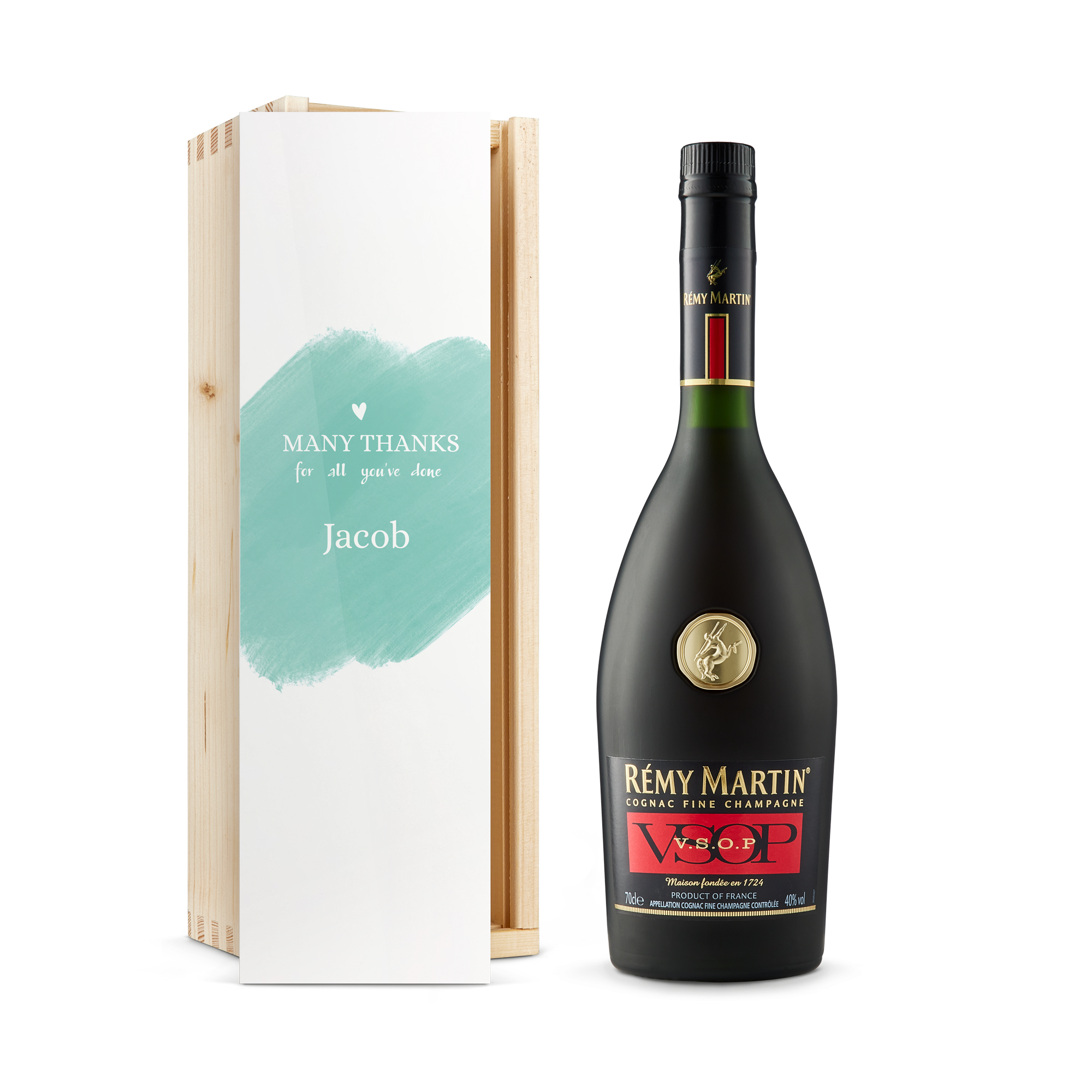 Remy Martin VSOP brandy in personalised case