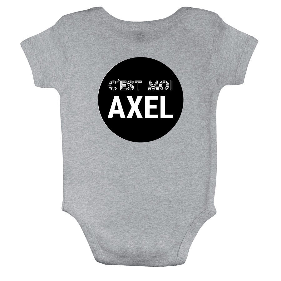 Body bébé personnalisé - Gris -  50/56