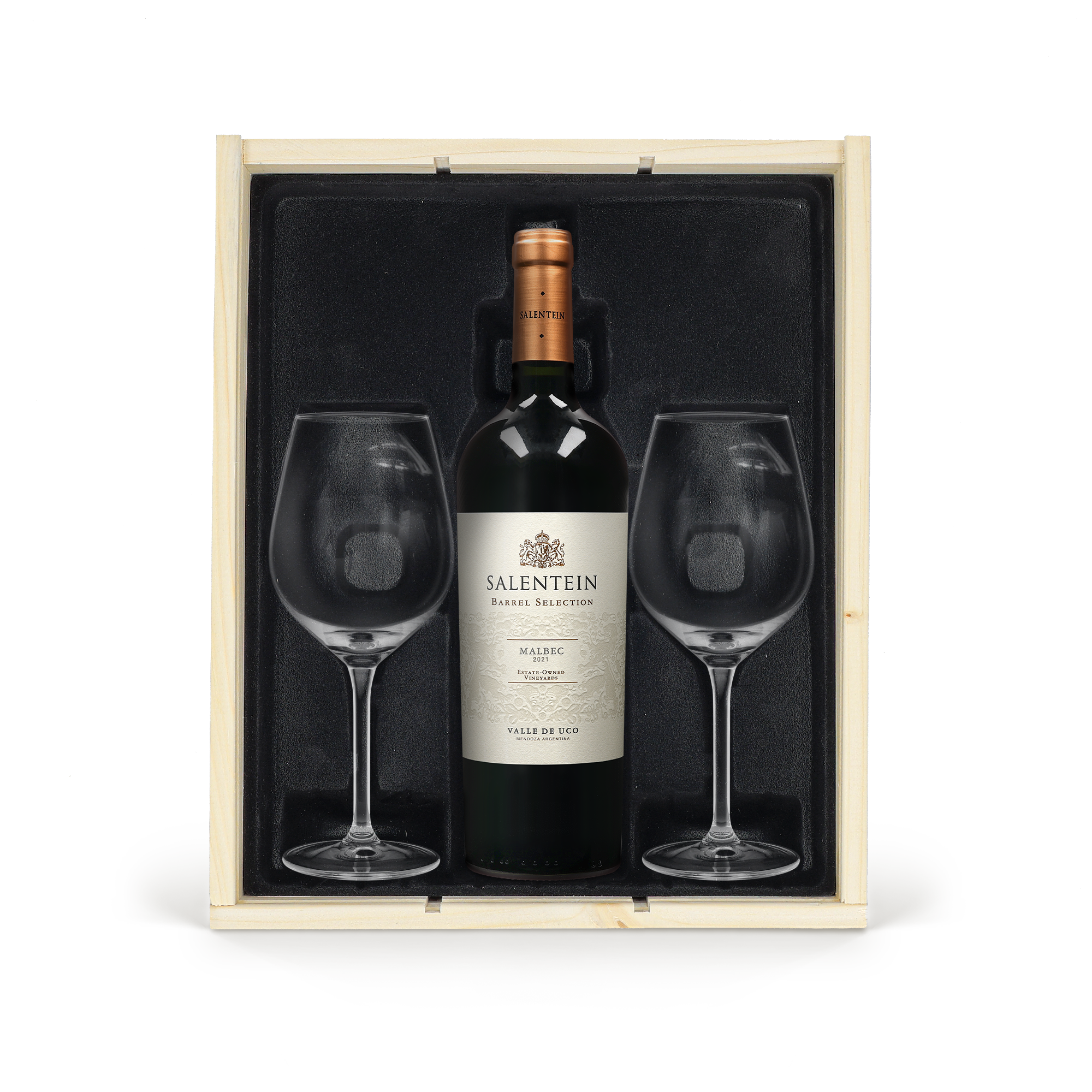 Personalised wine gift set - Salentein Malbec – Engraved wooden case
