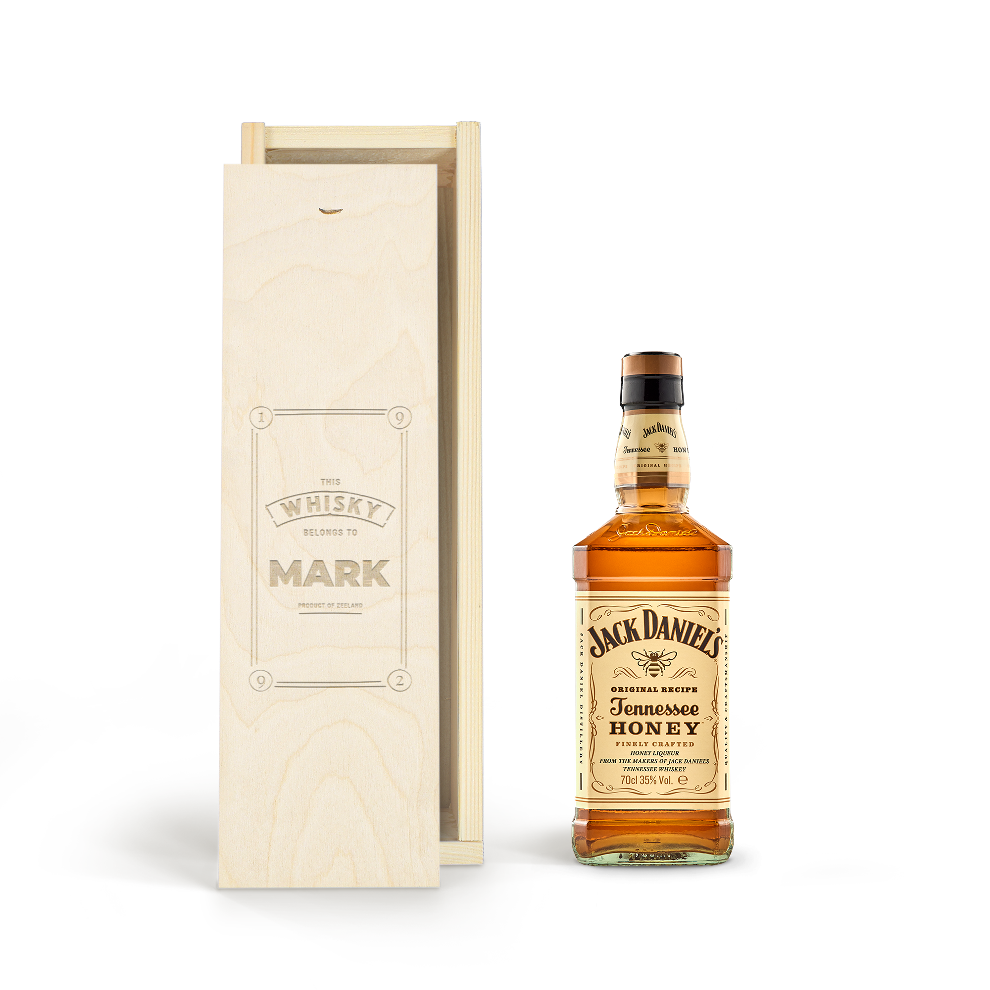 Jack Daniels Honey Bourbon in kist personaliseren