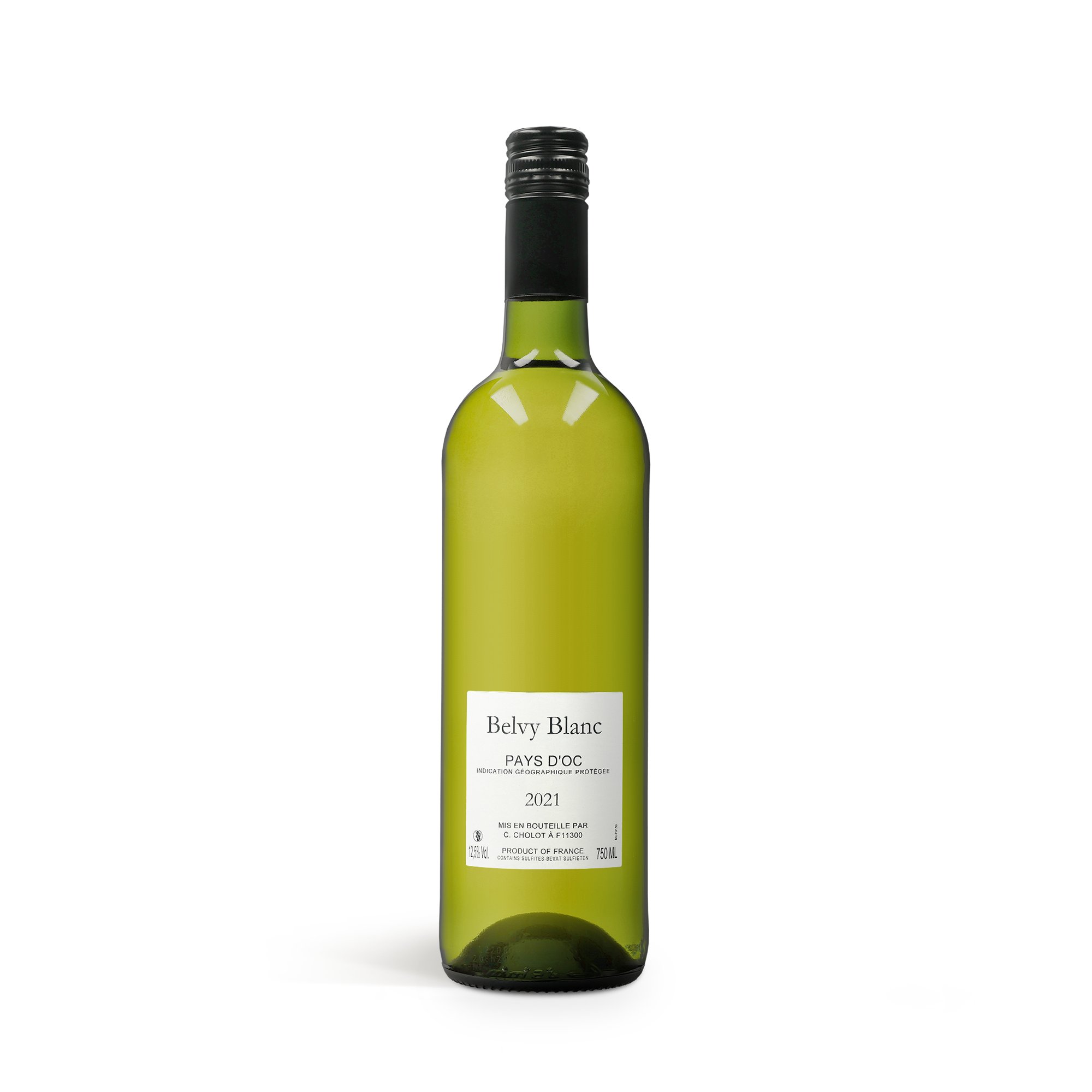 Biele víno Belvy Blanc 2021 s vlastnou potlačou etikety pre osobné balenie, 750 ml