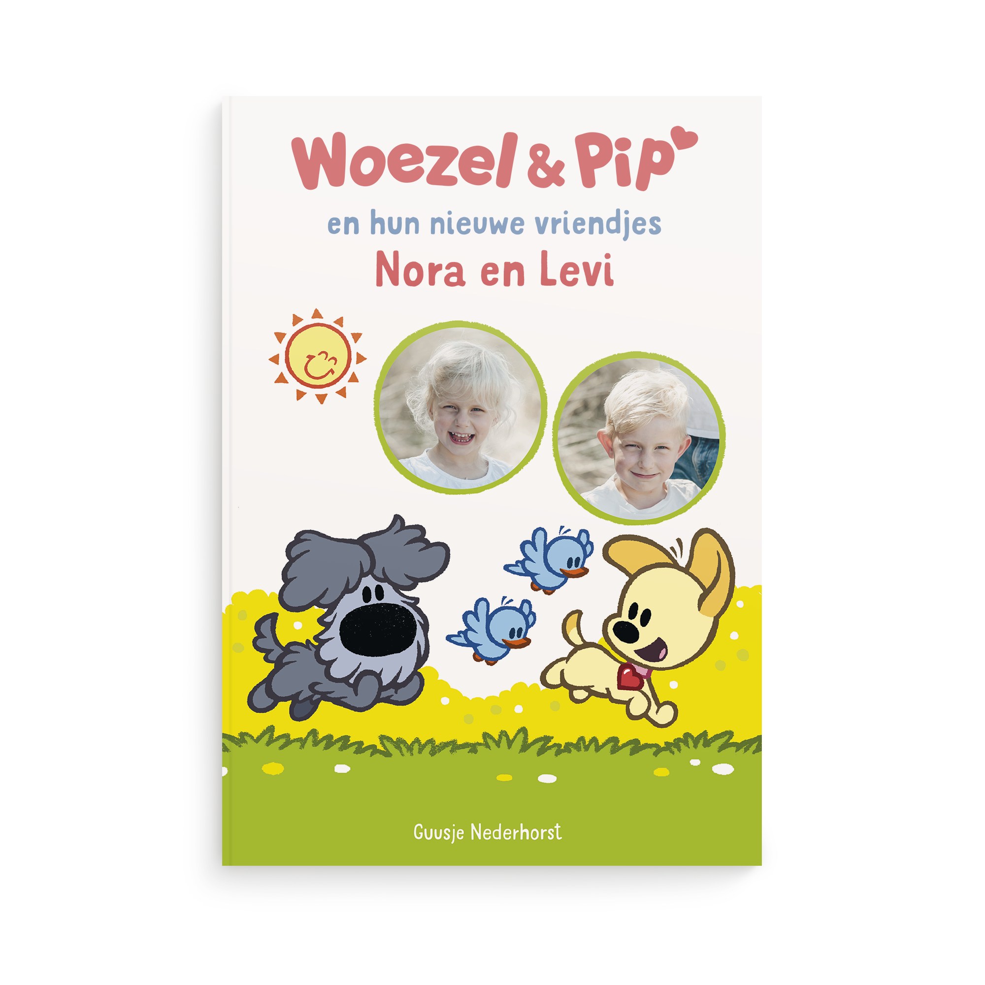 Boek met namen en foto's - Woezel en Pip tweelingeditie - XL boek (Softcover), gepersonaliseerd met kindernamen en foto's.