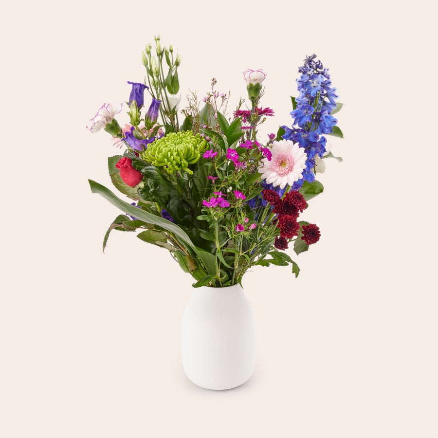 Blumen - Pflückblumen Naturel Bunter Strauß Pflückblumen mit Gerbera, Lilien, Chrysanthemen und einer personalisierbaren Geschenkkarte